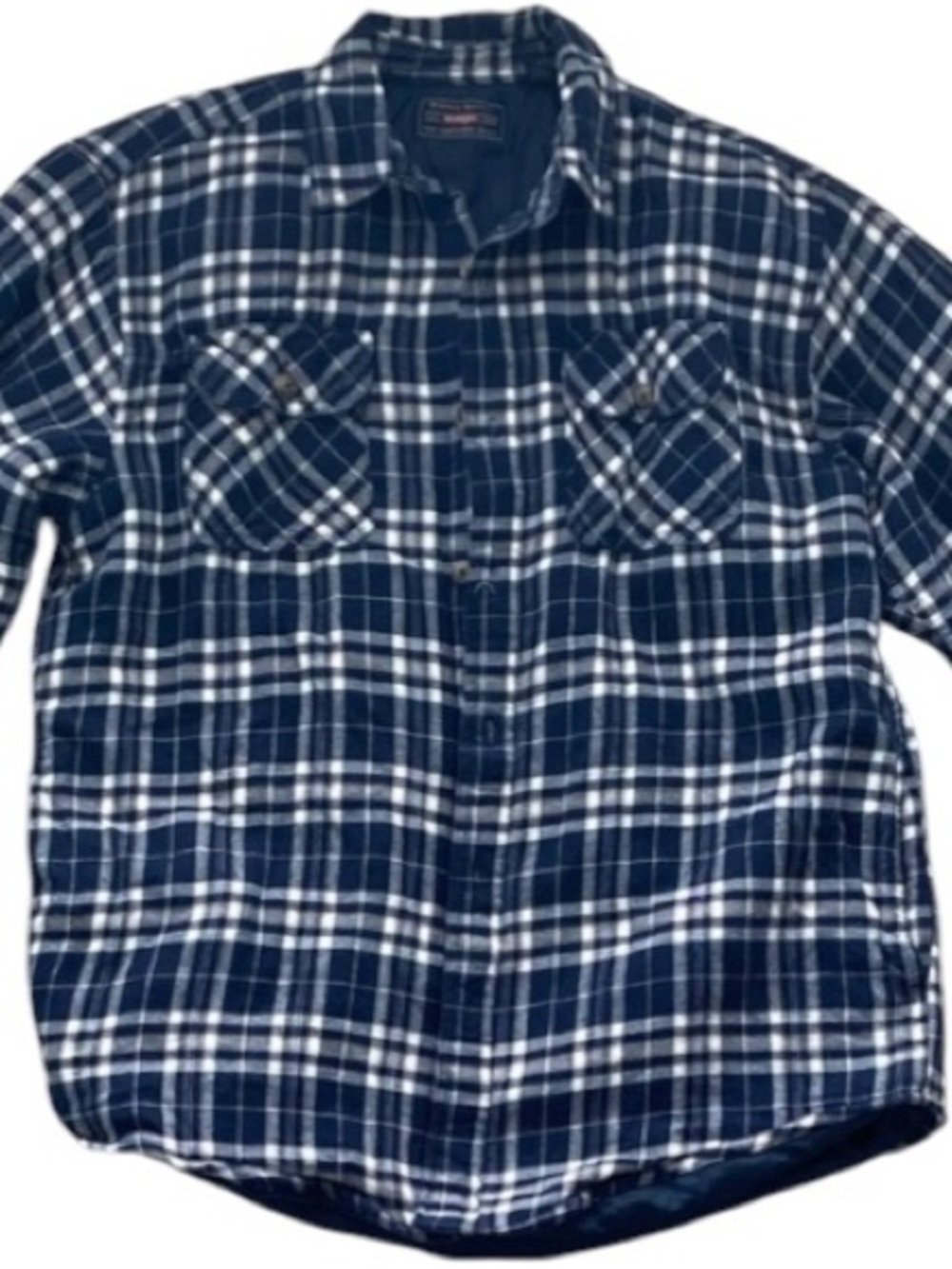 Wrangler Navy and White Plaid Casual Insulated light weight jacket Shirt